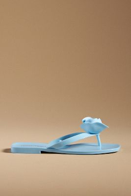 Jeffrey Campbell 3d Flower Thong Sandals In Blue