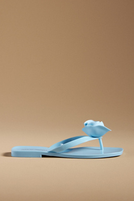 Jeffrey Campbell 3d Flower Thong Sandals In Blue