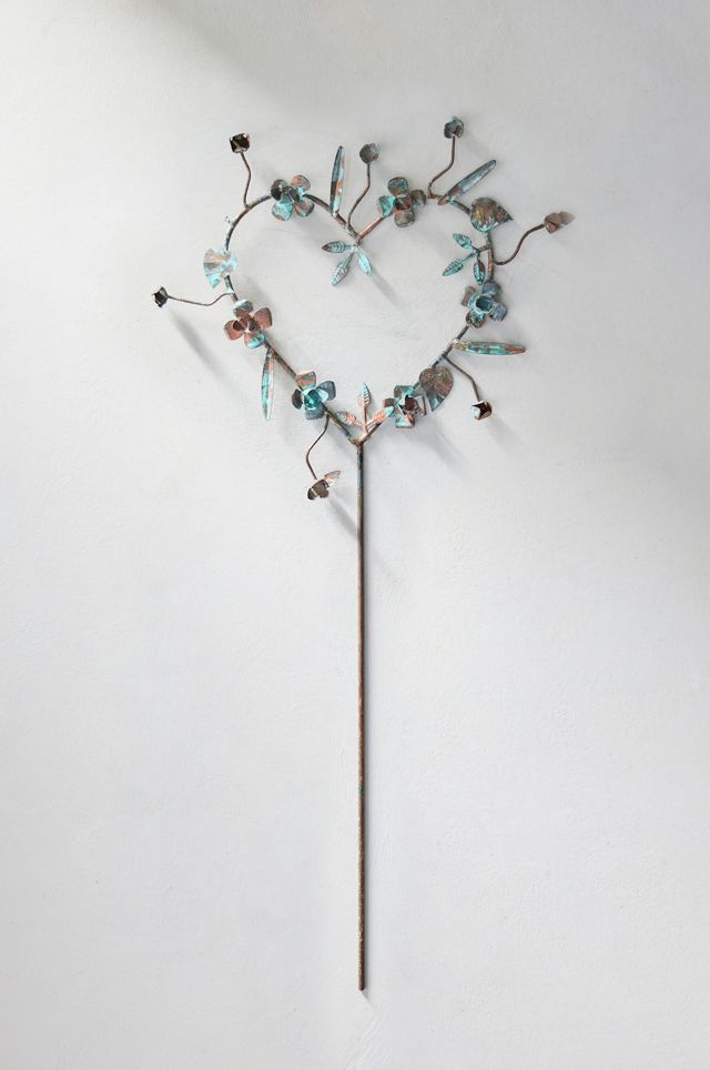 Verdigris Garden Heart Stake #2