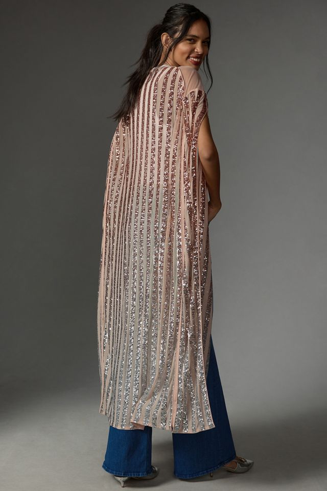 By Anthropologie Ombre Sequin Duster Cape #2