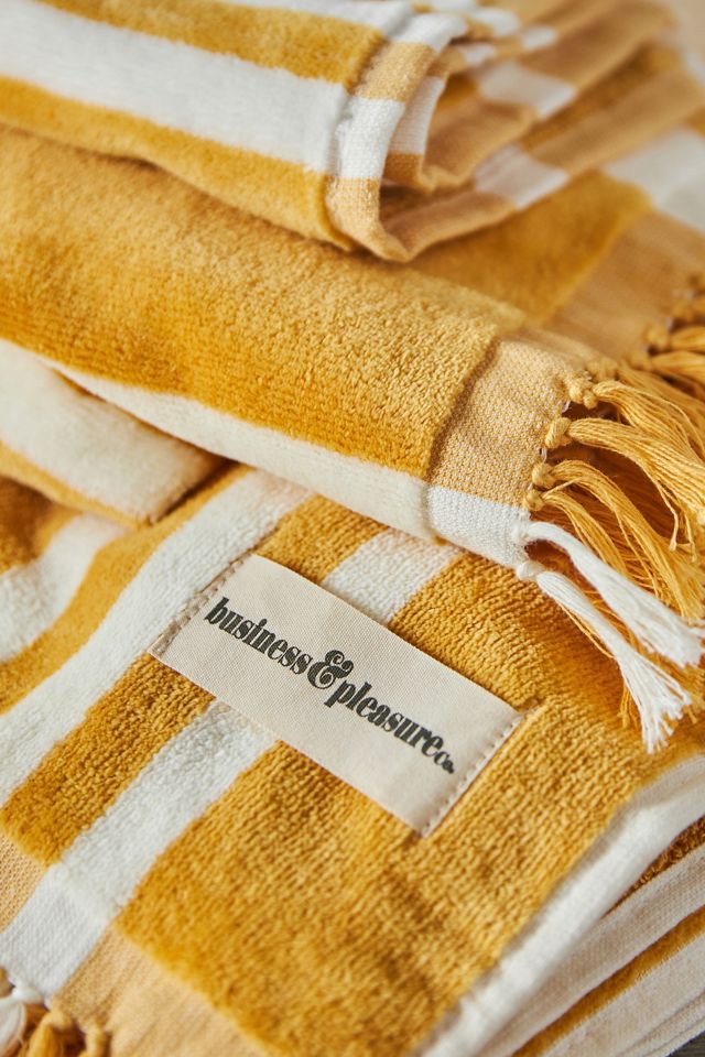 Business & Pleasure Co. Vintage Yellow Stripe Bath Towels, Set of 3 #1