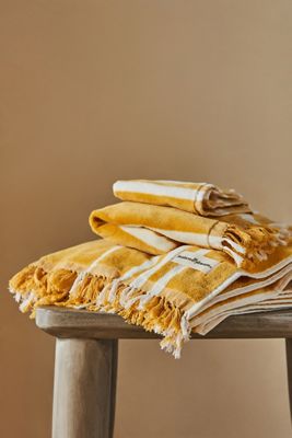 Business & Pleasure Co. Vintage Yellow Stripe Bath Towels, Set of 3