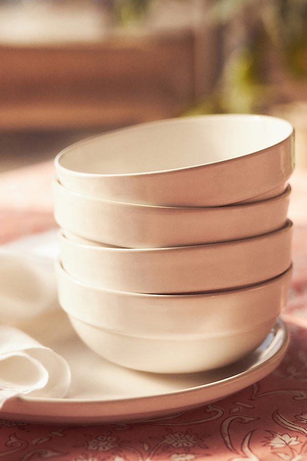 Anthropologie Ginny Cereal Bowls, Set Of 4 In White