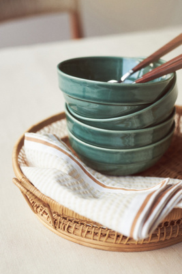 Anthropologie Ginny Cereal Bowls, Set Of 4 In Green