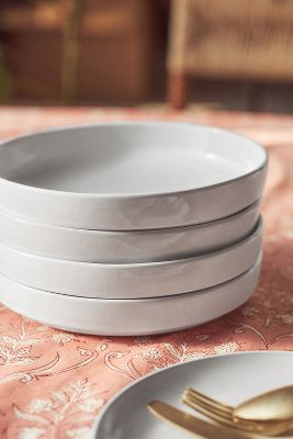 Anthropologie Ginny Low Bowls, Set Of 4 In White