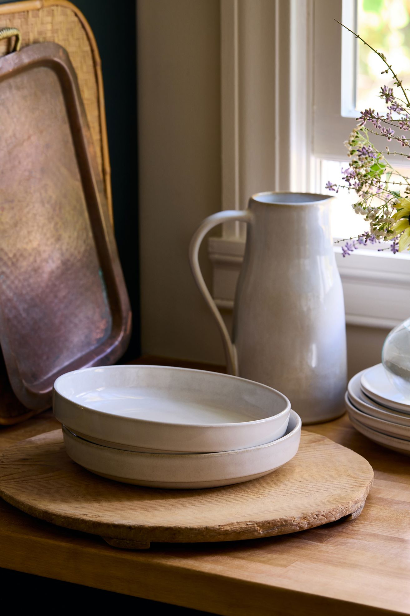 The Rowen Portuguese Stoneware Low Bowls, Set of 4 - Salt, Set Of 4