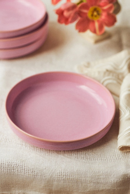 The Rowen Portuguese Stoneware Low Bowls, Set of 4 Pink