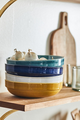 Anthropologie The Rowen Portuguese Stoneware Low Bowls, Set Of 4