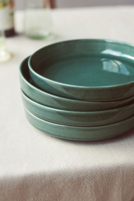 Anthropologie Ginny Low Bowls, Set Of 4 In Green