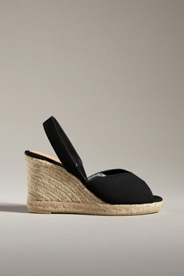 Castaã±er Brisa Slingback Wedge Heels In Black