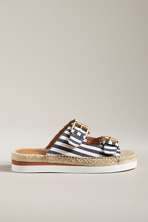 Shop See By Chloé Glyn Dual-buckle Espadrille Sandals In Blue