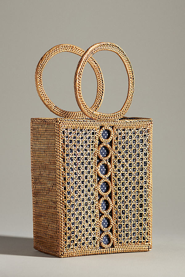 By Anthropologie Woven Textured Bali Tote In Beige