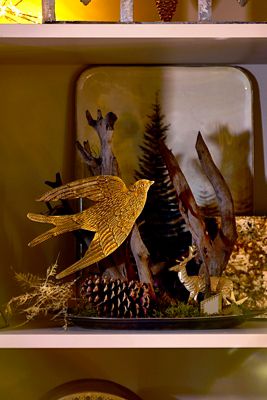 Golden Bird Ornaments, Set of 2