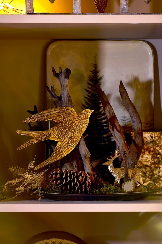 Golden Bird Ornaments, Set of 2 #1