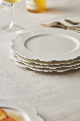 Anthropologie Lyla Solid Dinner Plates, Set Of 4 In White