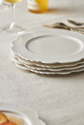 Anthropologie Lyla Solid Dinner Plates, Set Of 4 In White