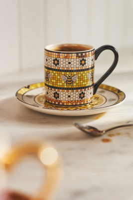 Bee Bistro Garden Tile Espresso Cup & Saucer