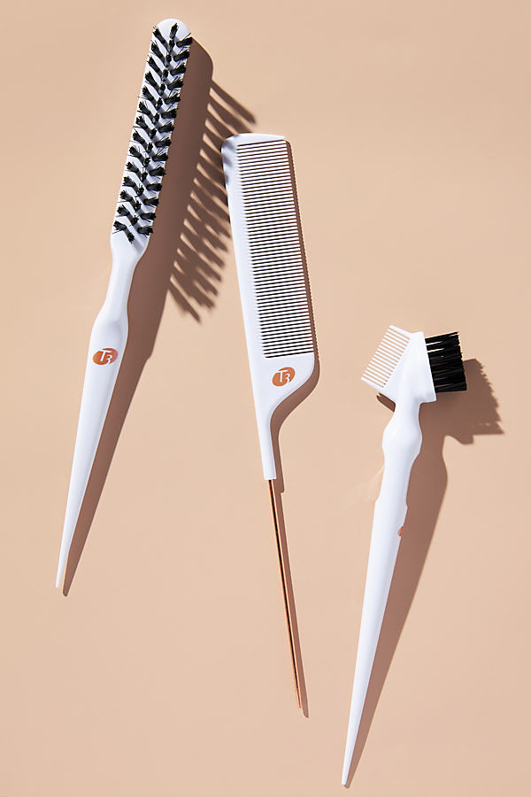 T3 Detail Set With Pintail Comb, Edge Brush, And Teasing Brush In White