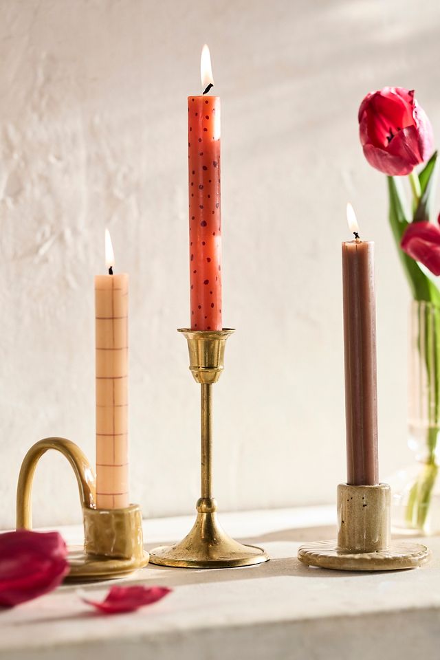 Anthropologie High Shine Spiral Taper Candles, Set of 2