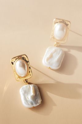 Adina Eden Vintage Pearl Drop Stud Earrings
