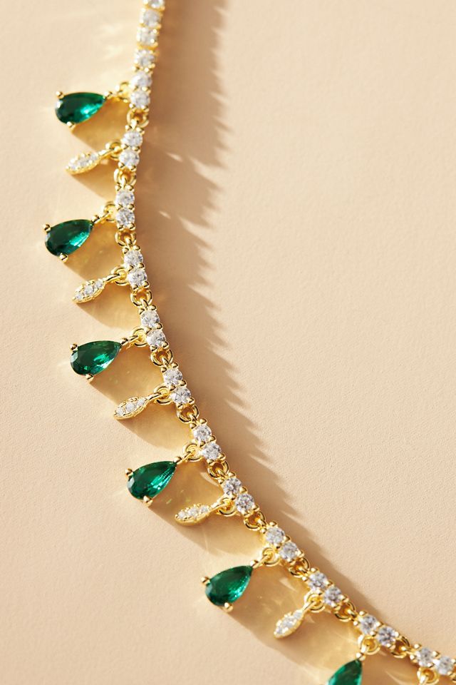 By Adina Eden Dangling Teardrop Tennis Necklace #1