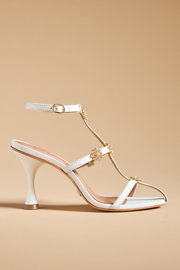 Vicenza Floral Cage Heels In White