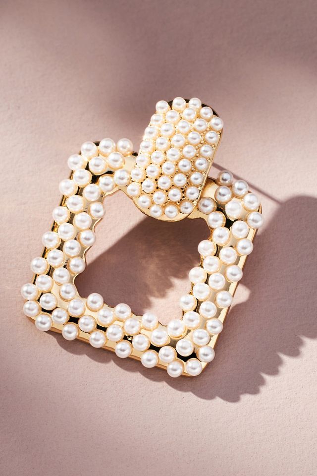 Pearl Square Drop Earrings #1