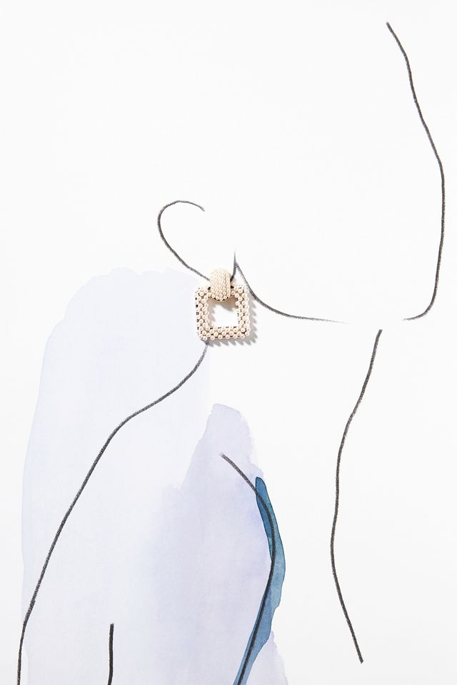 Pearl Square Drop Earrings #2