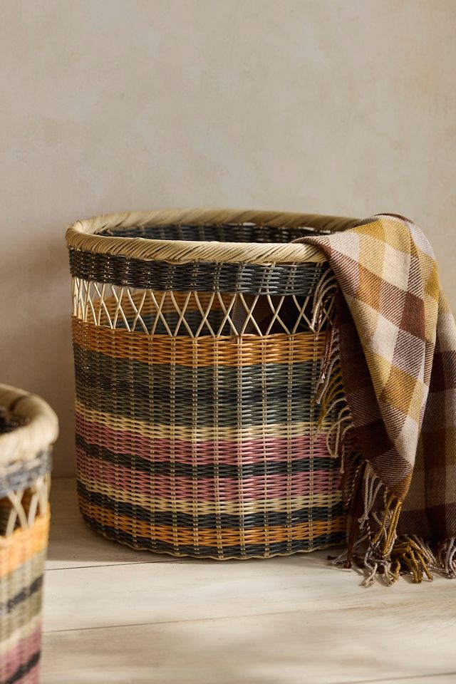 Colorful Striped Rattan Basket | AnthroLiving