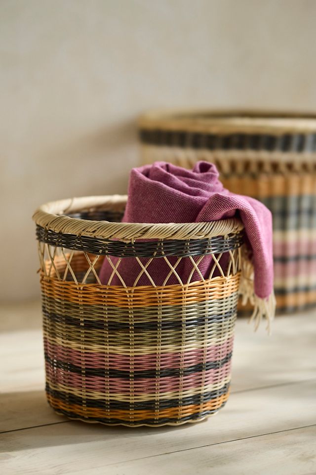 Colorful Striped Rattan Basket | AnthroLiving