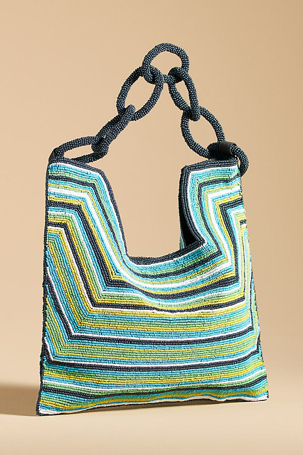 By Anthropologie Beaded Square Shoulder Bag In Multicolor