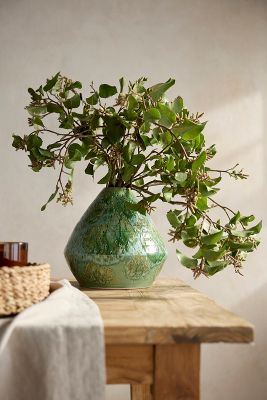 Terrain Textured Glaze Ceramic Vase, Tall In Blue