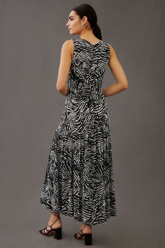 V-Neck Ruched Front Maxi Dress #1