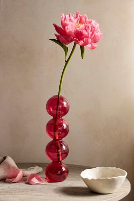 Terrain Orb Quartet Glass Bud Vase In Red