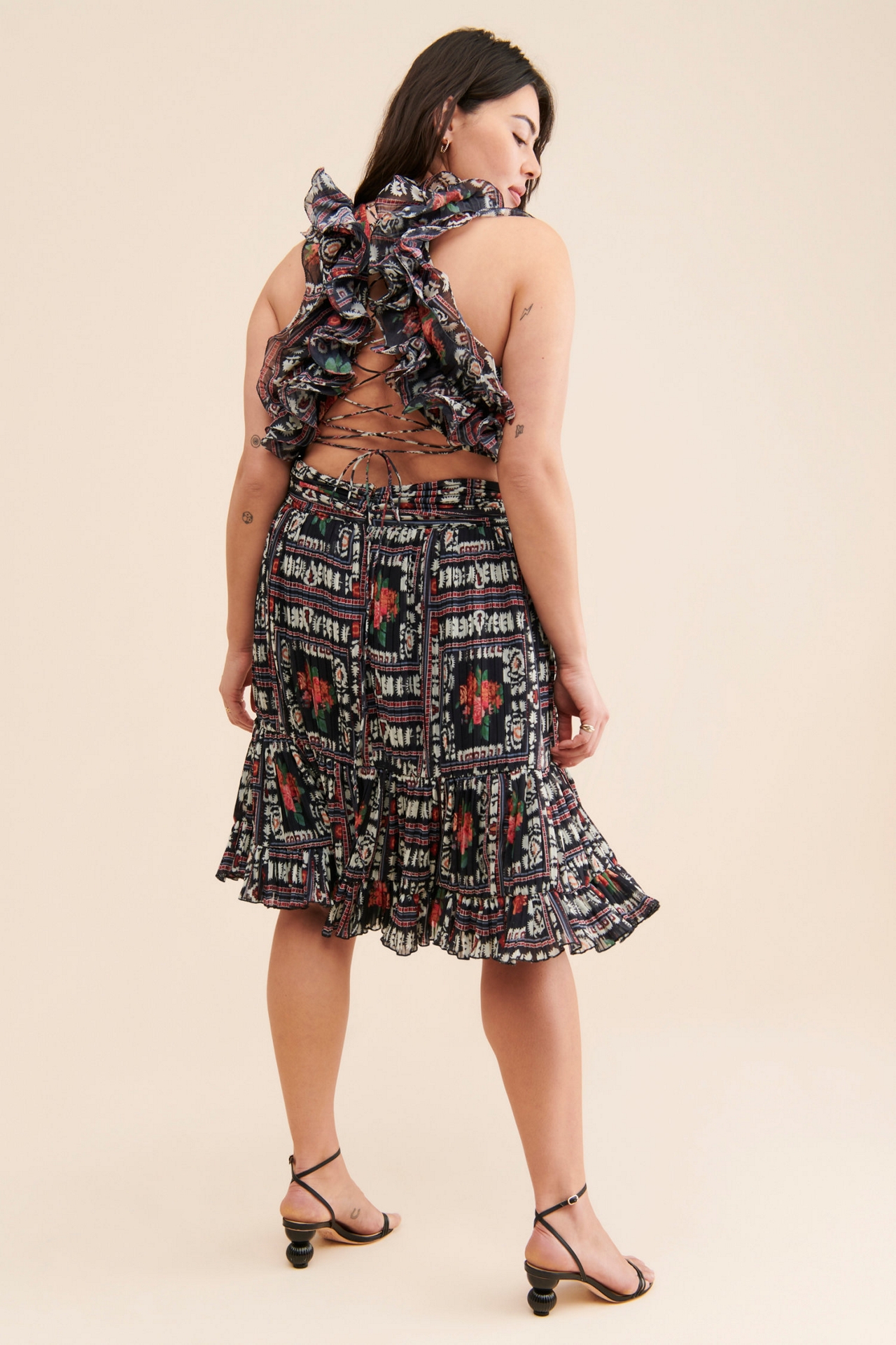Let Me Be Ruffle Tie Back Dress