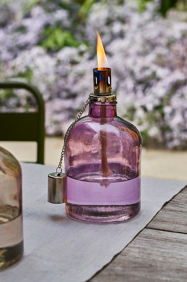 Terrain Colorful Glass Oil Lamp In Purple