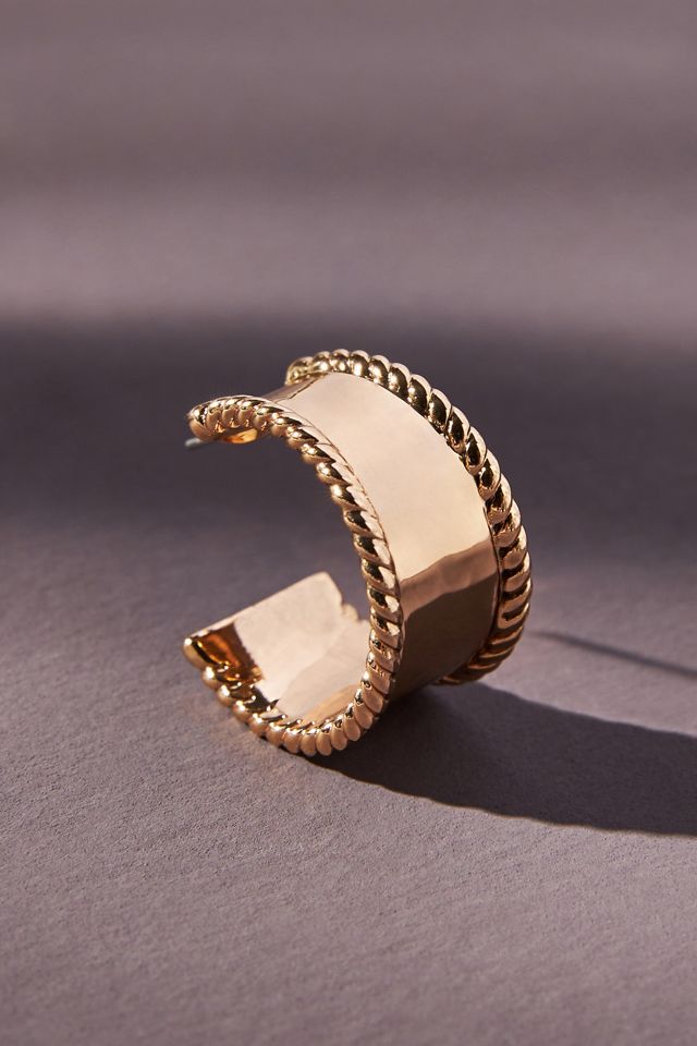 Ridged Wide C-Hoop Earrings #1