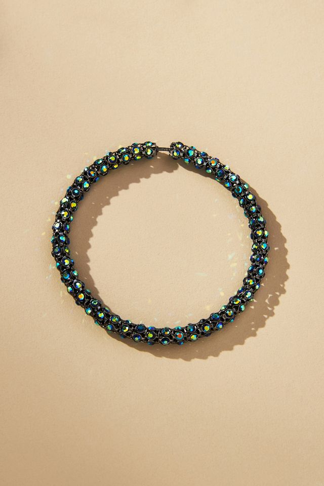 Large Crystal Tube Hoop Earrings #1