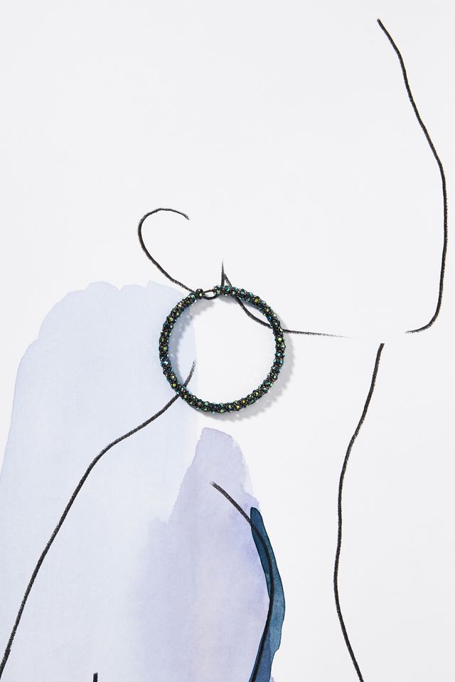 Large Crystal Tube Hoop Earrings #2