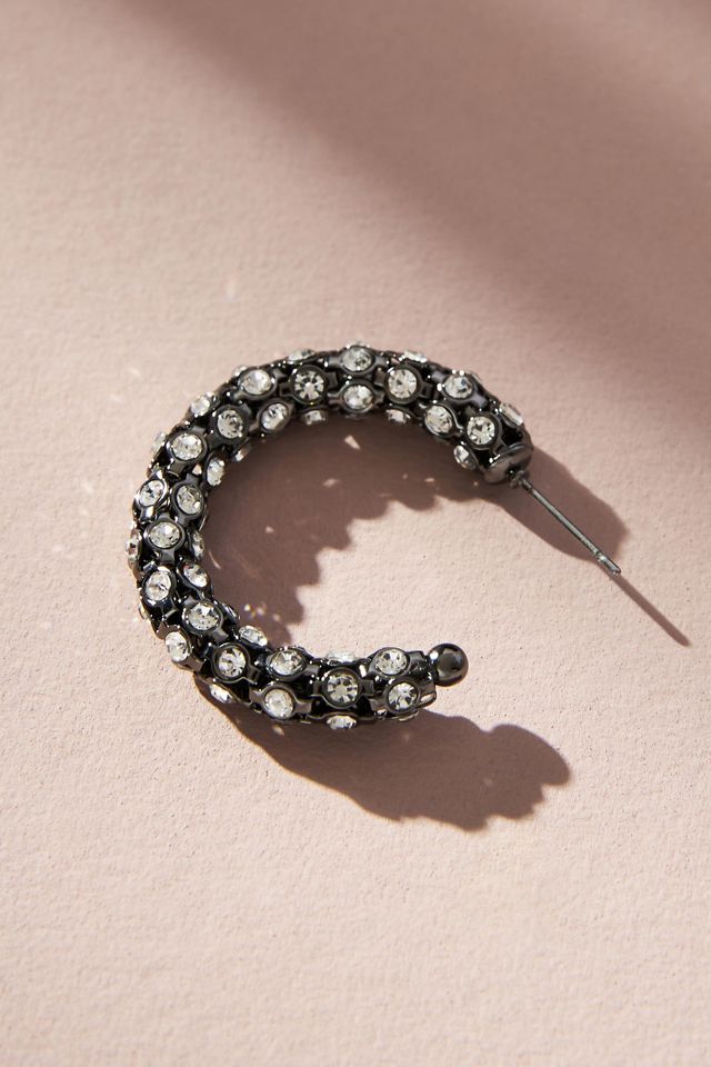 Small Crystal Tube Hoop Earrings #1