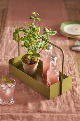 Green Iron Tray with Handle