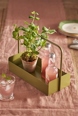 Green Iron Tray with Handle
