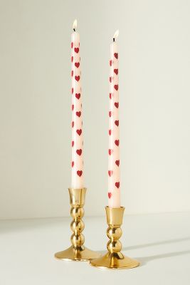 Shop Anthropologie Handpainted Heart Taper Candles, Set Of 2
