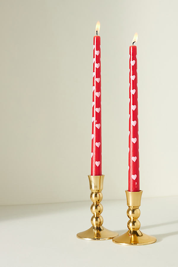 Shop Anthropologie Handpainted Heart Taper Candles, Set Of 2