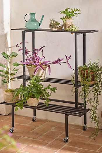 3-Tier Rolling Iron Plant Stand