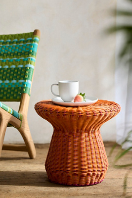 Terrain All Weather Wicker Side Table, Low In Gray