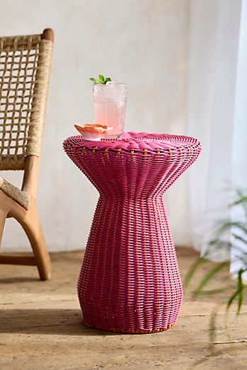 All Weather Wicker Side Table, Tall