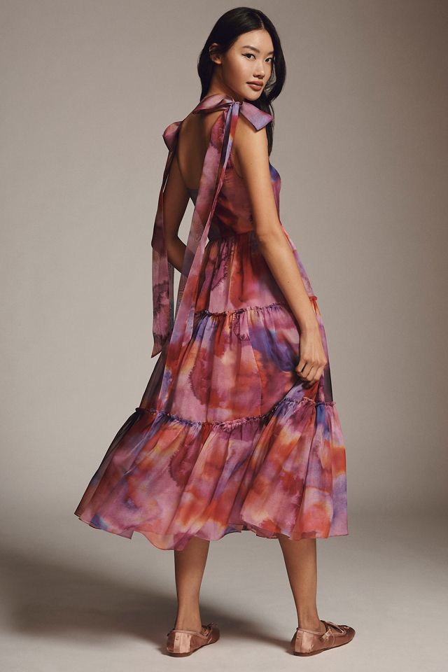 BHLDN Isabella Tiered Square-Neck A-Line Midi Dress #2