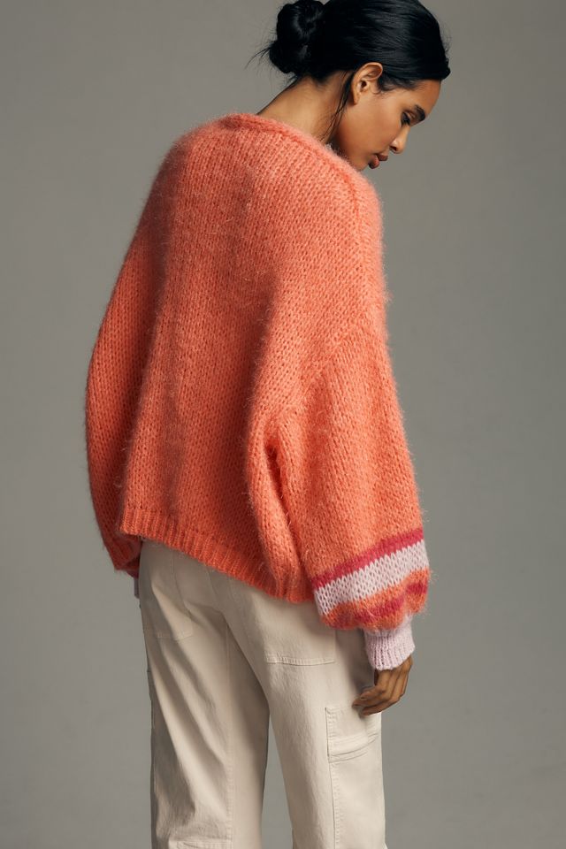 By Anthropologie Stripe-Sleeve Cardigan Sweater #3
