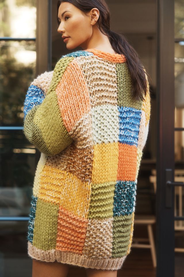 Pilcro Colorblock Patchwork Cardigan Sweater Anthropologie
